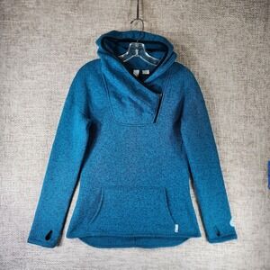 Stio Sweetwater Fleece Hoodie Womens M Blue Heather 1/4 Zip Thumbholes Nice!